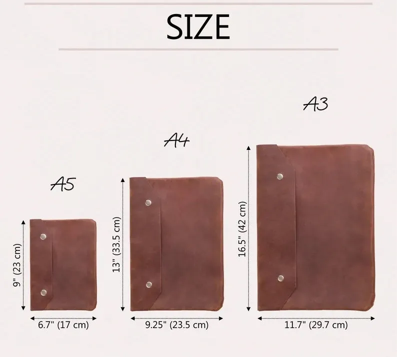Handmade Real Leather Laptop Cover MacBook Sleeve - Document Holder, Leather Paper Portfolio, File Organizer
