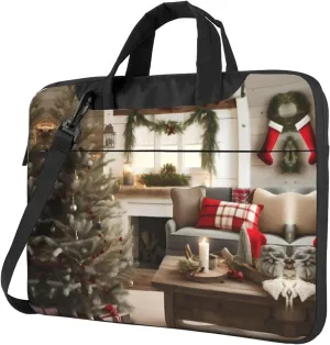 Happy Camper Green Print Notebook Computer Protective Carrying Cover With Pocket,13 Inch Laptop Shoulder Bag