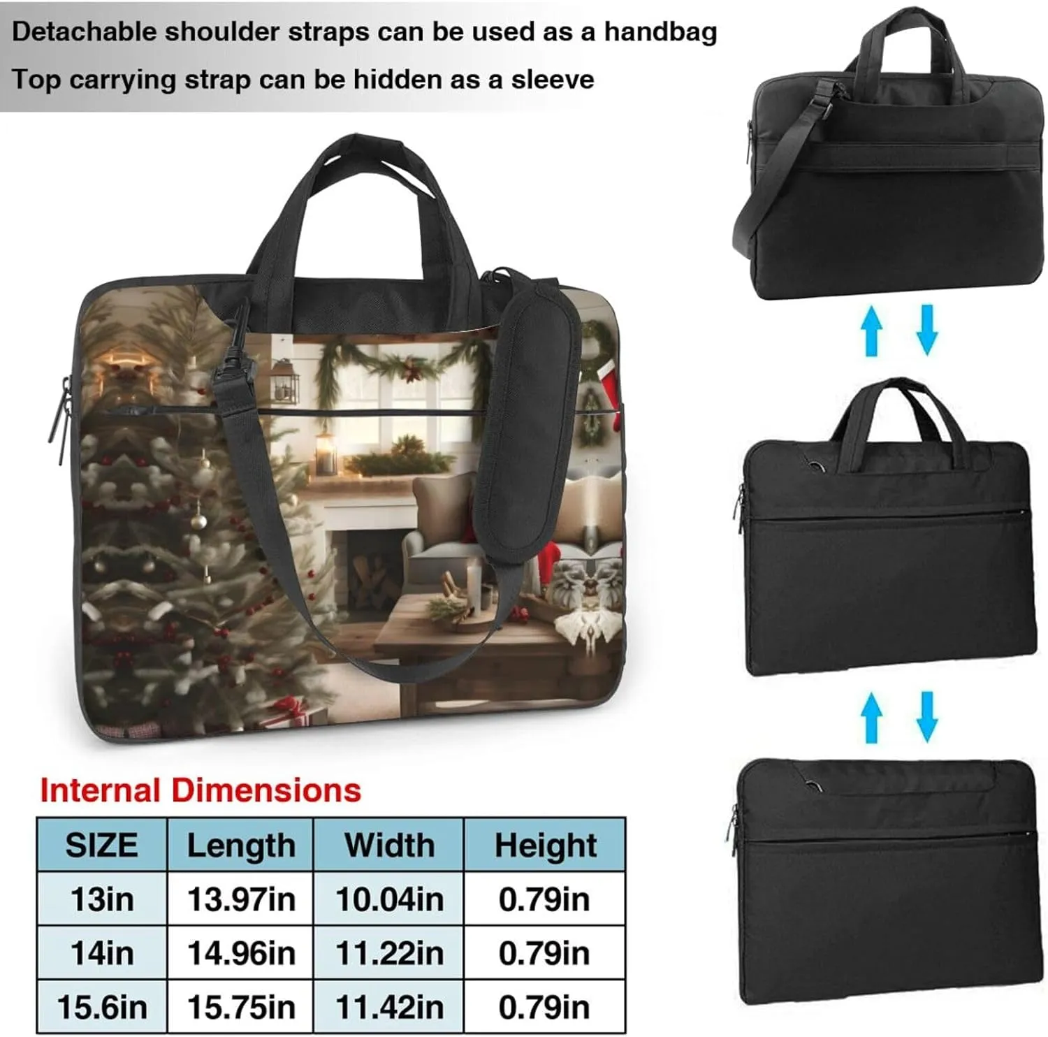 Happy Camper Green Print Notebook Computer Protective Carrying Cover With Pocket,13 Inch Laptop Shoulder Bag