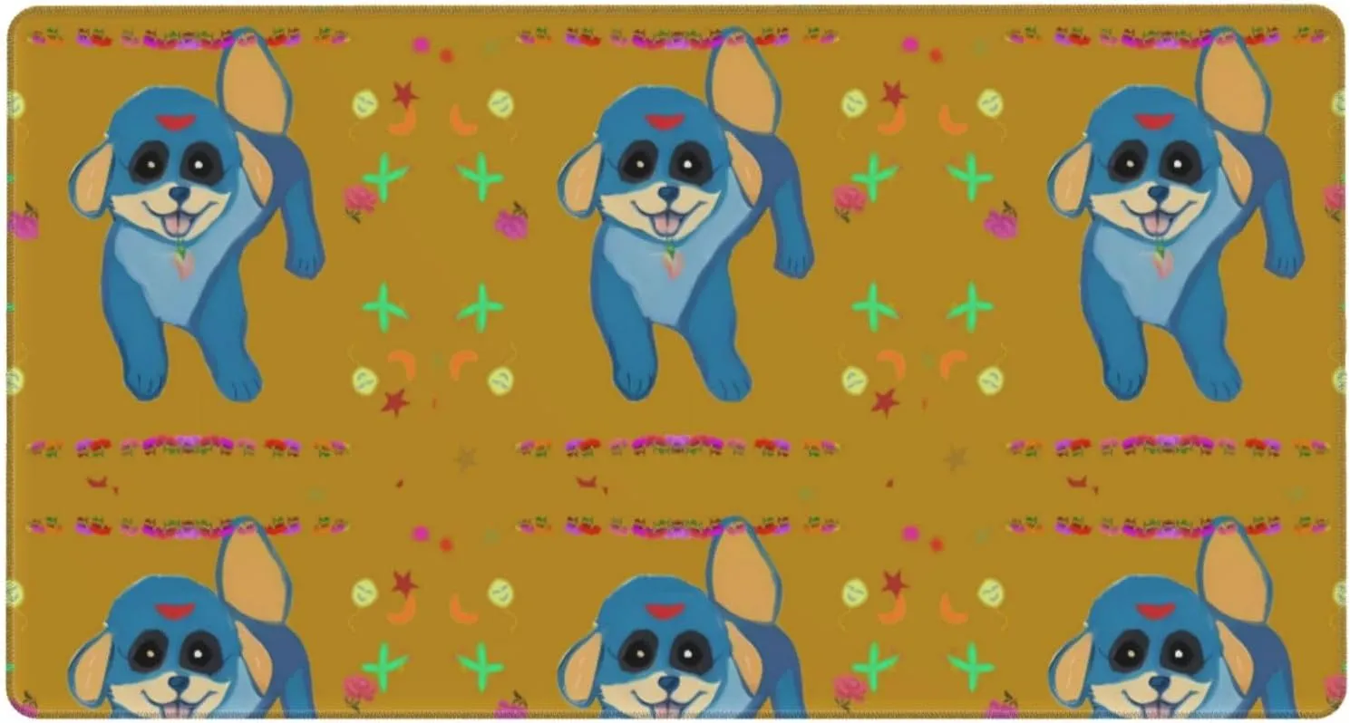 Happy Cartoon Dog Non-Slip Desk Pad,Mouse Pad,Waterproof PVC Desk Table Protector, Easy Clean Laptop Desk Writing Mat for Office Work/Home/Decor