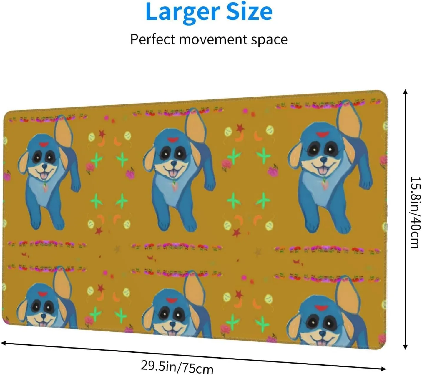 Happy Cartoon Dog Non-Slip Desk Pad,Mouse Pad,Waterproof PVC Desk Table Protector, Easy Clean Laptop Desk Writing Mat for Office Work/Home/Decor