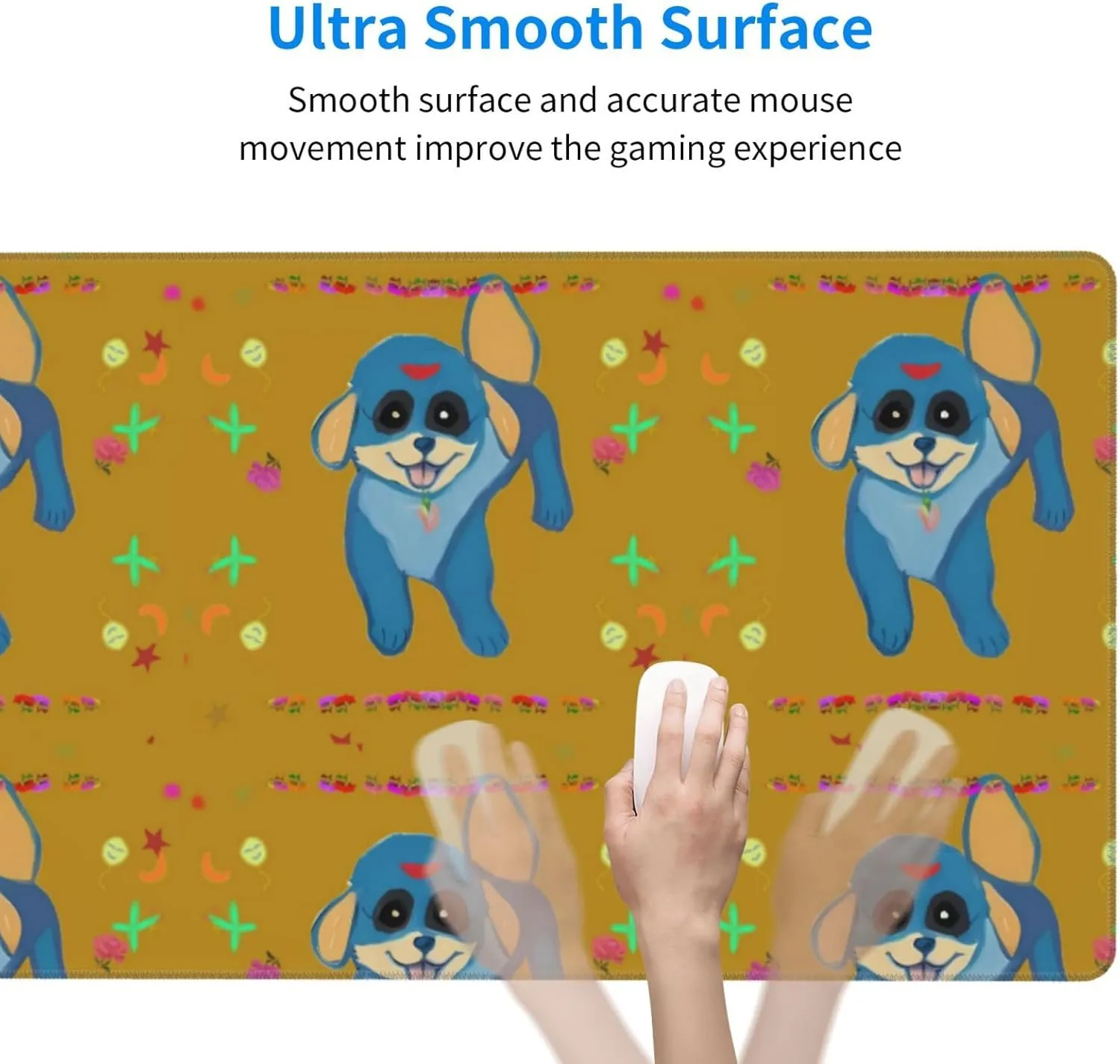 Happy Cartoon Dog Non-Slip Desk Pad,Mouse Pad,Waterproof PVC Desk Table Protector, Easy Clean Laptop Desk Writing Mat for Office Work/Home/Decor