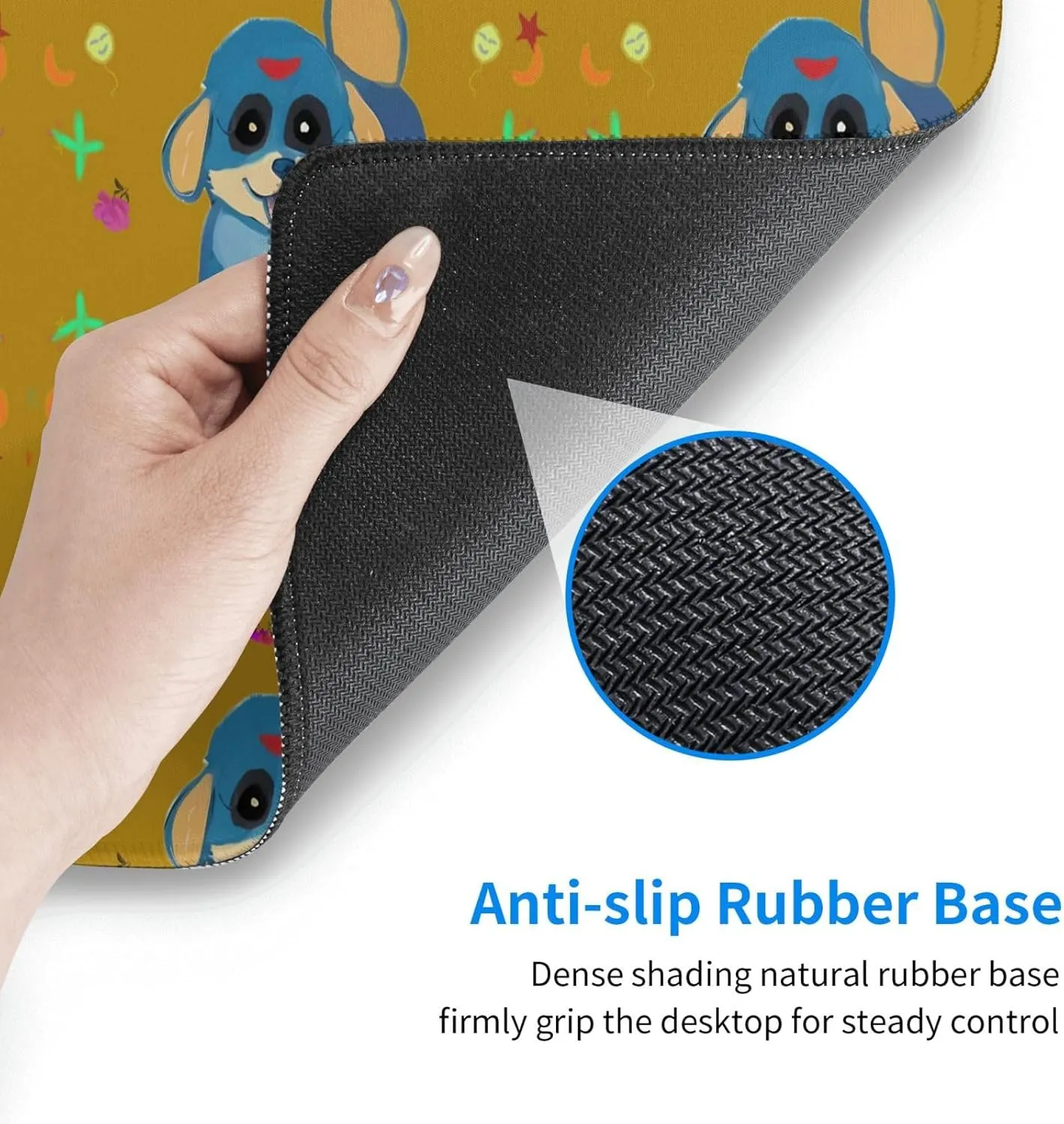 Happy Cartoon Dog Non-Slip Desk Pad,Mouse Pad,Waterproof PVC Desk Table Protector, Easy Clean Laptop Desk Writing Mat for Office Work/Home/Decor