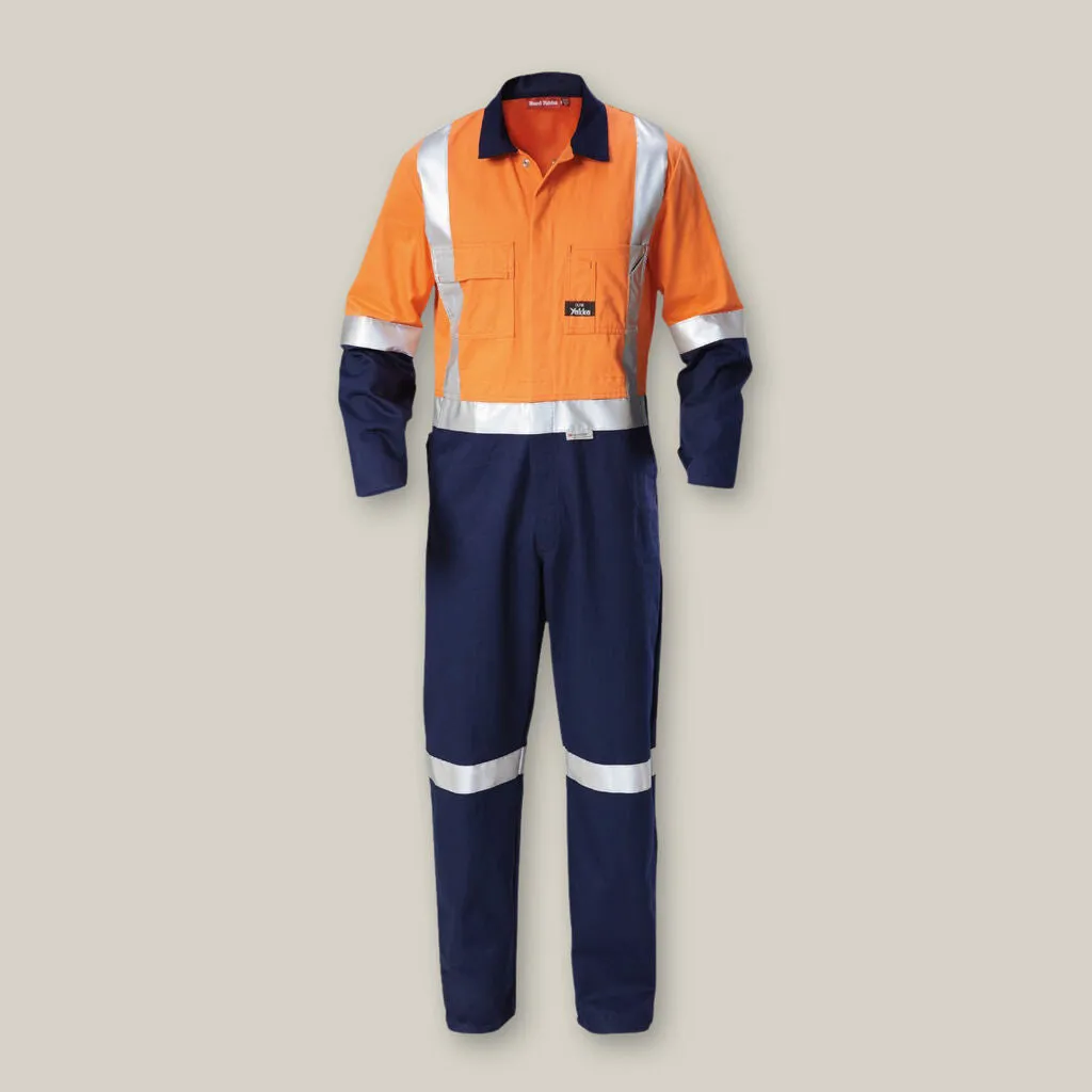 Hard Yakka Hi-Vis 2Tone Taped Cotton Drill Coveralls