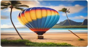 Hawaii Hot Air Balloon Non-Slip Desk Pad,Mouse Pad,Waterproof PVC Desk Table Protector, Easy Clean Laptop Desk Writing Mat for Office Work/Home/Decor