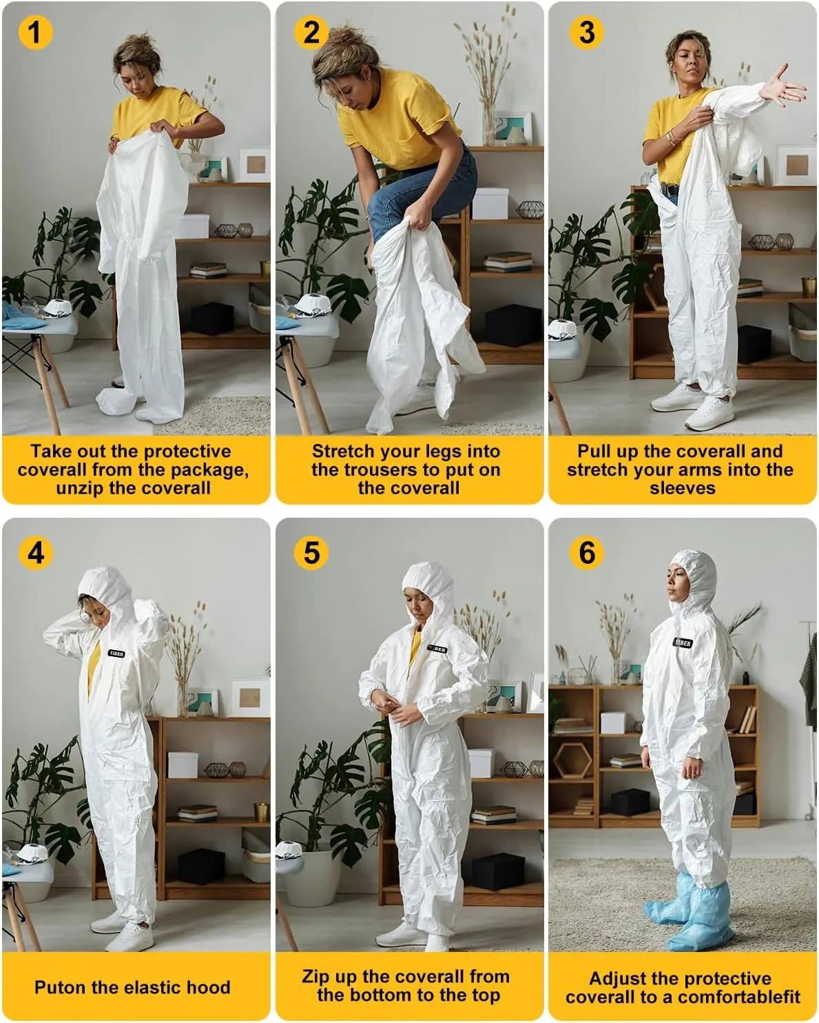 Hazmat Suit Disposable Coverall | Full Body Painters Suit in 7 Sizes with Multiple Specifications for Men & Women - Large, White, 2