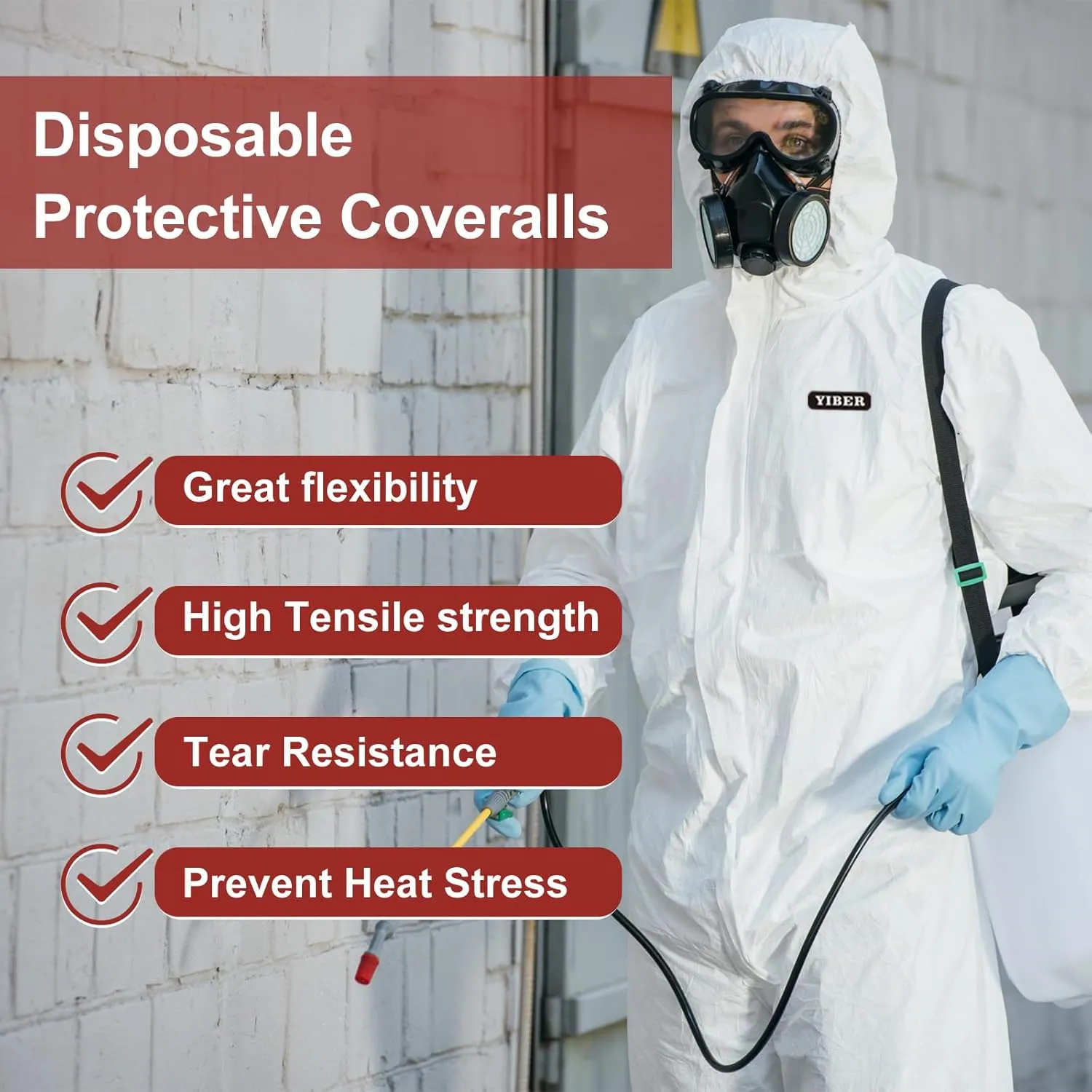 Hazmat Suit Disposable Coverall | Heavy Duty Full Body Paint Coverall & Suit in 7 Sizes with Multiple Specifications for Men & Women With Hood - Breathable & Water Resistant - Large, White, 25