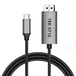 HDMI USB-C 8k/4k Cable Kit Compatible with Meizu Lucky 08 Supports Thunderbolt 3/4 a 60Hz Full Digital HDMI 2.1 USB-C, Stable Driver Certified (1.8M/6Ft)