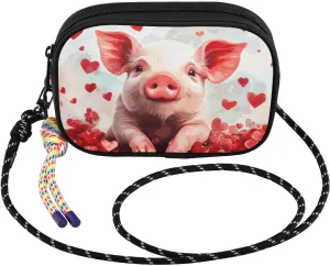 Heart Red Pig Cute Small Crossbody Bags for Women Cell Phone Purses Women's Shoulder Handbag Wallet Purse