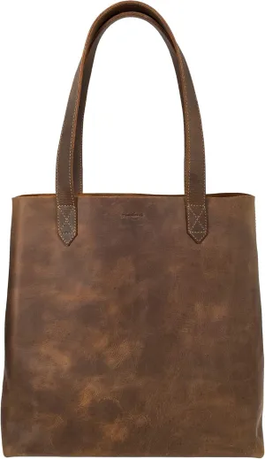 Heather's, Classic Tote Bag, Shoulder Bag, Spacious Handbag, Vintage Style Purse, Travel and Shopping, Full Grain Leather, Handmade, Bourbon Brown