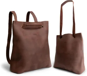 Heather's, Convertible Backpack to Shoulder Bag, Spacious Crossbody for Women, Squared Purse, Full Grain Leather, Handmade