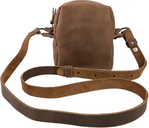 Heather's, Cube Shape Bag with Adjustable Shoulder Strap, Rustic Satchel, Handbag, Purse, Full Grain Leather, Handmade, Bourbon Brown