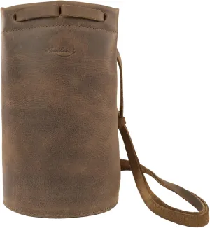 Heather's, Cylinder-Shaped Purse with Adjustable Shoulder Strap, Crossbody Bag, Messenger Bag, Full Grain Leather, Handmade, Bourbon Brown