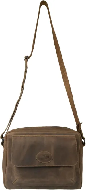 Heather's, Rectangular Mini Messenger Bag for Women with Adjustable Strap, Rustic Shoulder Bag, Full Grain Leather, Handmade, Bourbon Brown
