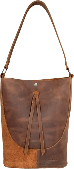 Heather's, Rustic Tote Bag for Women, Vintage Purse, Shoulder Bag with Strap, Travel Bag, Full Grain Leather, Handmade, Bourbon Brown