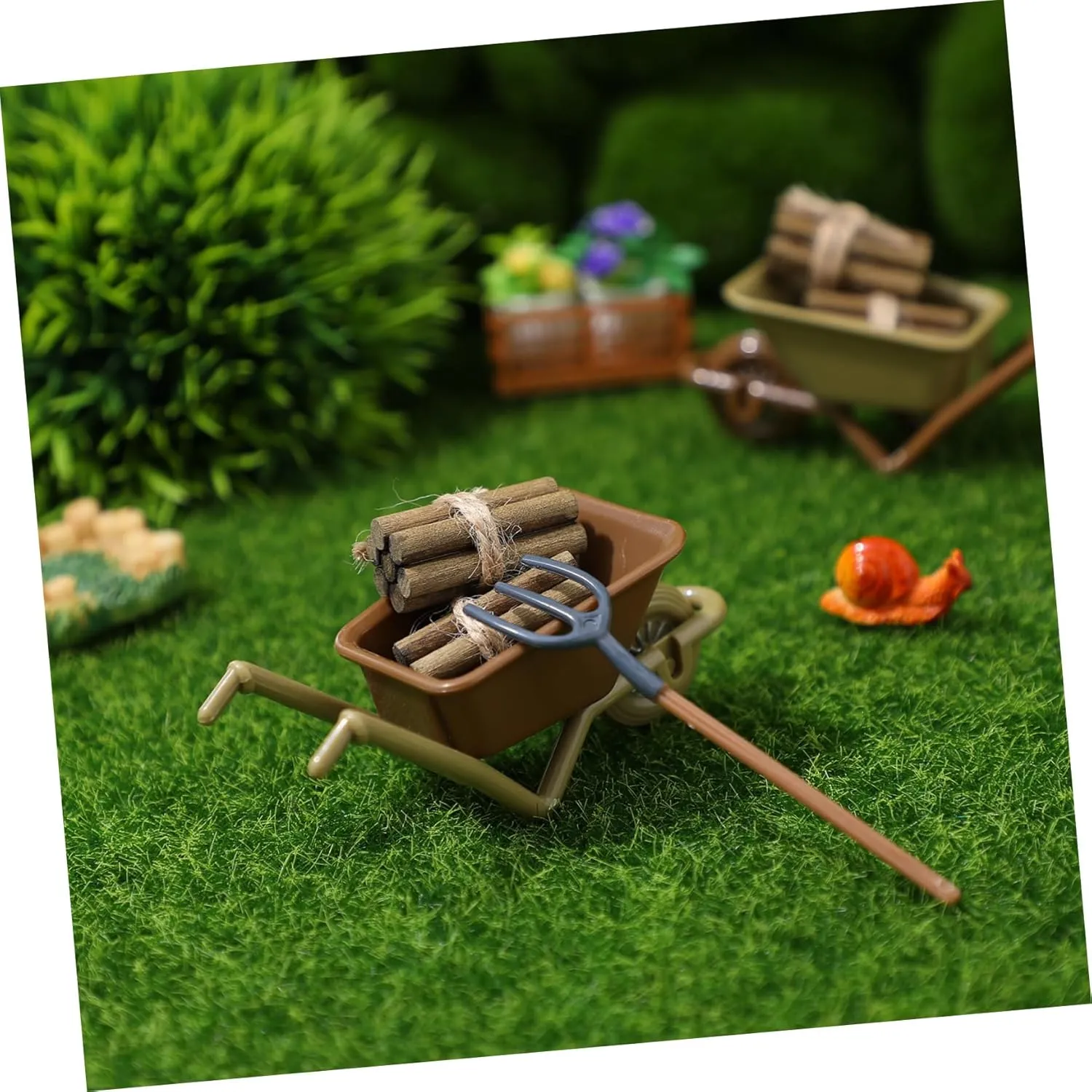 HEMOTON 2 Sets Miniature Farm Tools of Realistic Mini Decor for Houses for Creating Scenes Mini Landscapes Safe and Reliable Materials