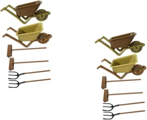 HEMOTON 2 Sets Miniature Farm Tools of Realistic Mini Decor for Houses for Creating Scenes Mini Landscapes Safe and Reliable Materials