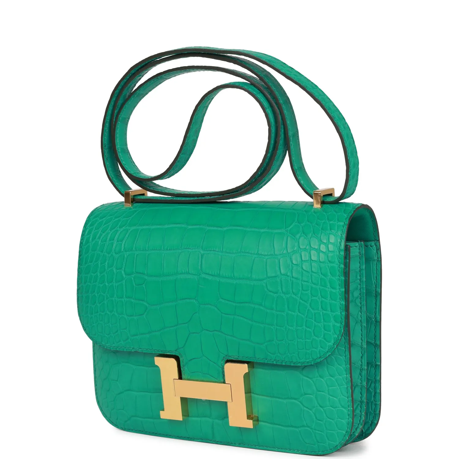 Hermes Constance 18 Vert Jade Matte Alligator Gold Hardware