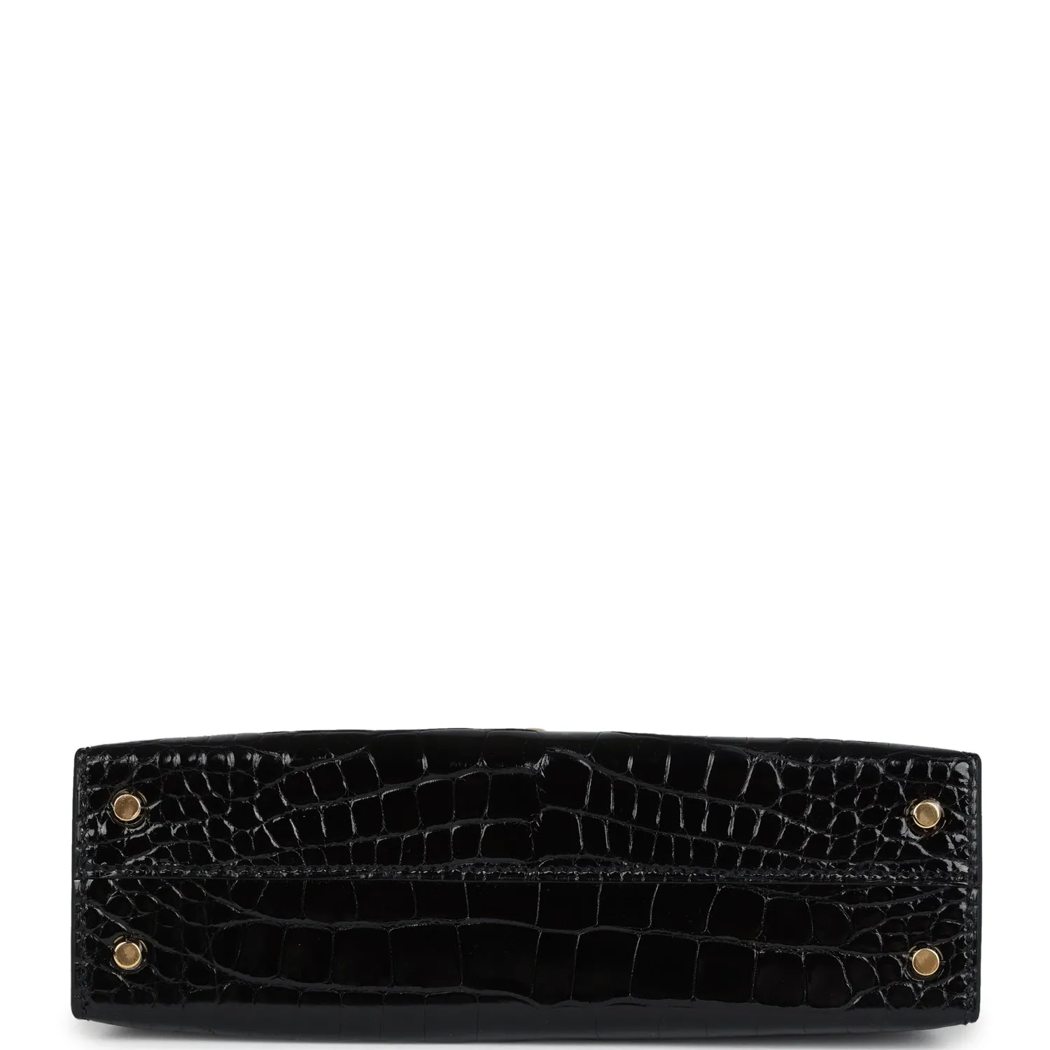 Hermes Kelly Sellier 20 Black Shiny Alligator Gold Hardware