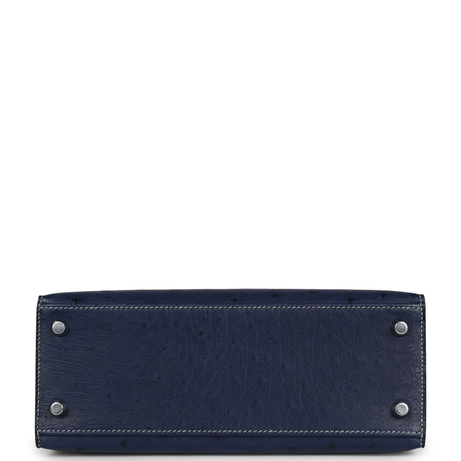 Hermes Special Order (HSS) Kelly Sellier 25 Bleu Iris Verso Ostrich Brushed Palladium Hardware