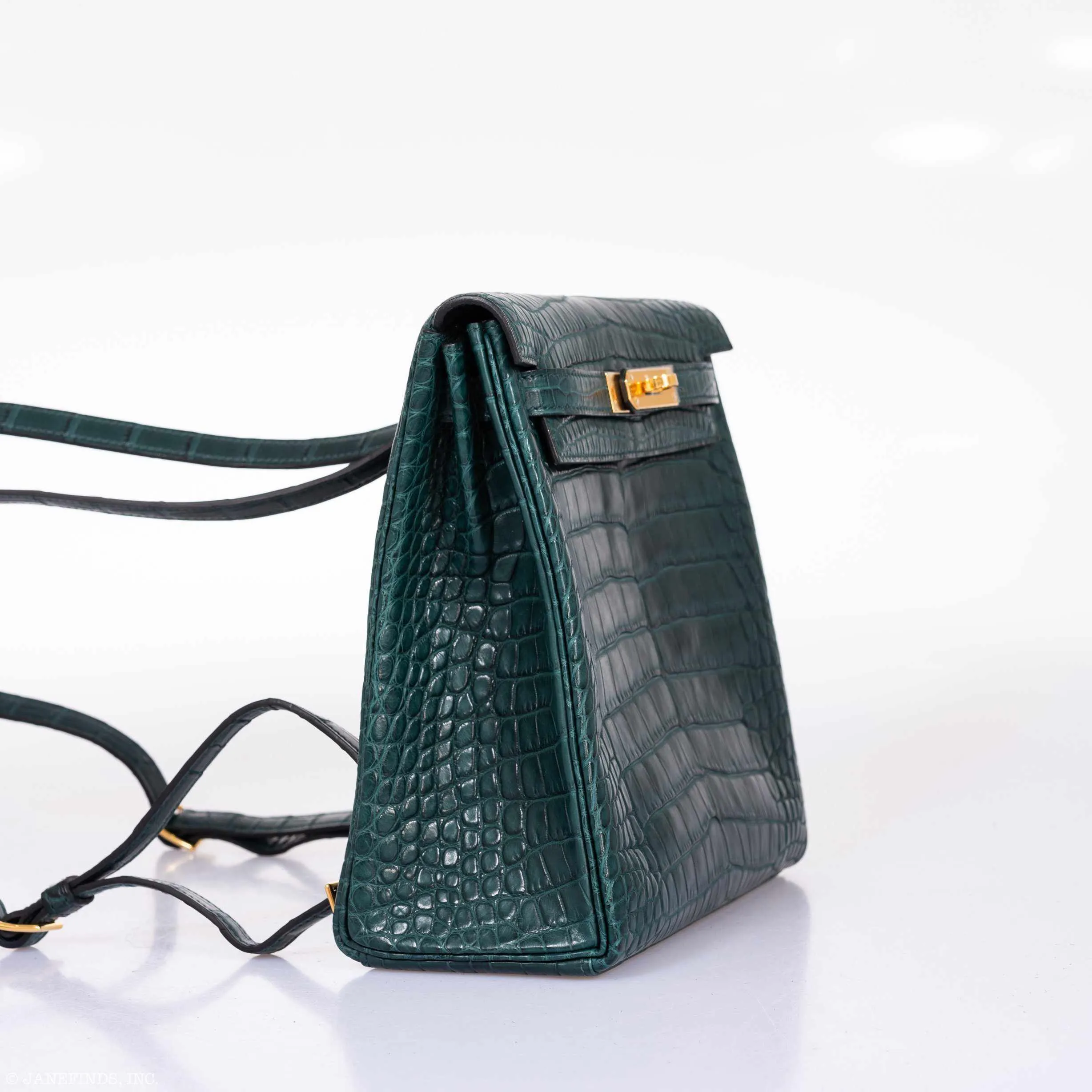 Hermès Kelly 22 Ado Backpack Vert Vertigo Alligator Gold Hardware