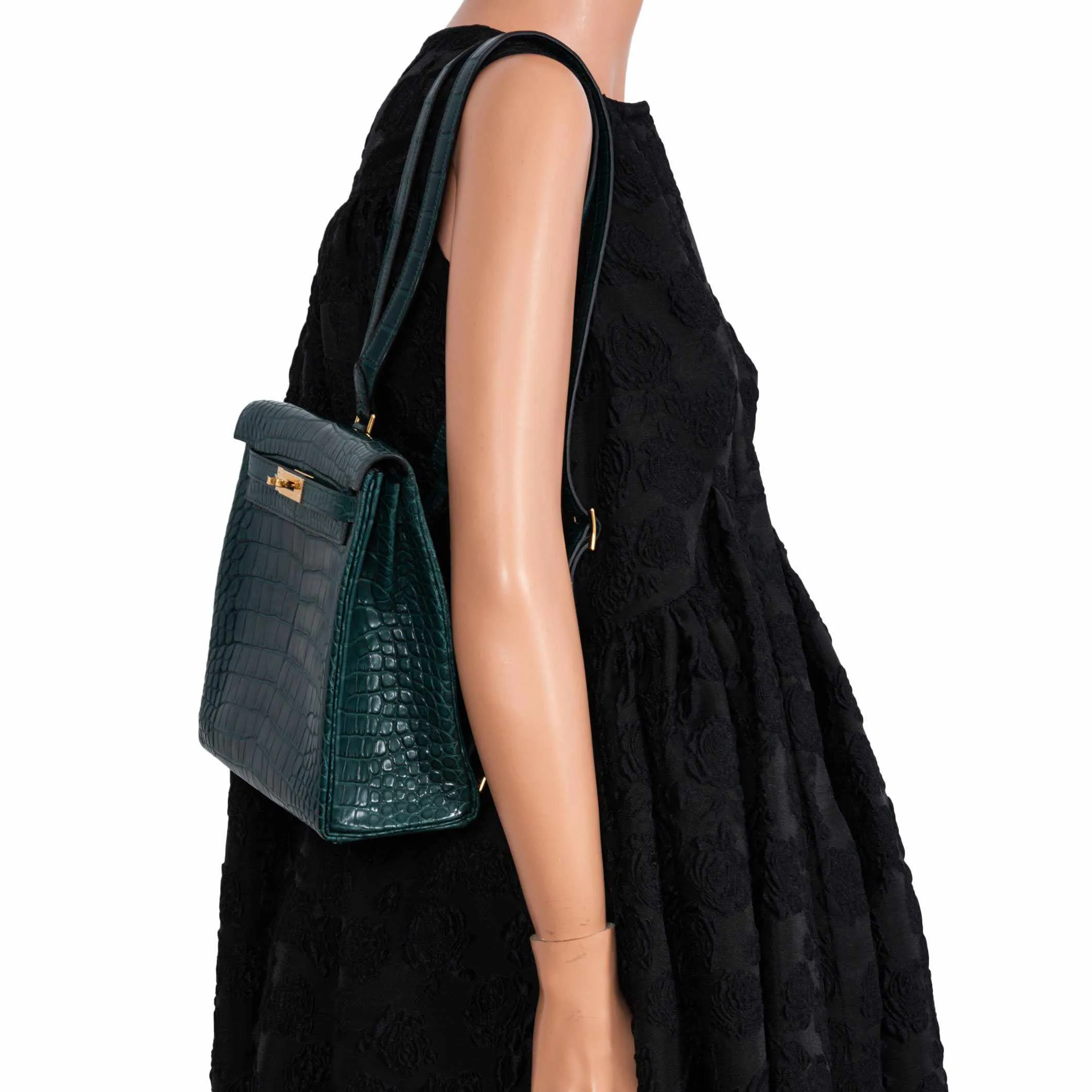 Hermès Kelly 22 Ado Backpack Vert Vertigo Alligator Gold Hardware