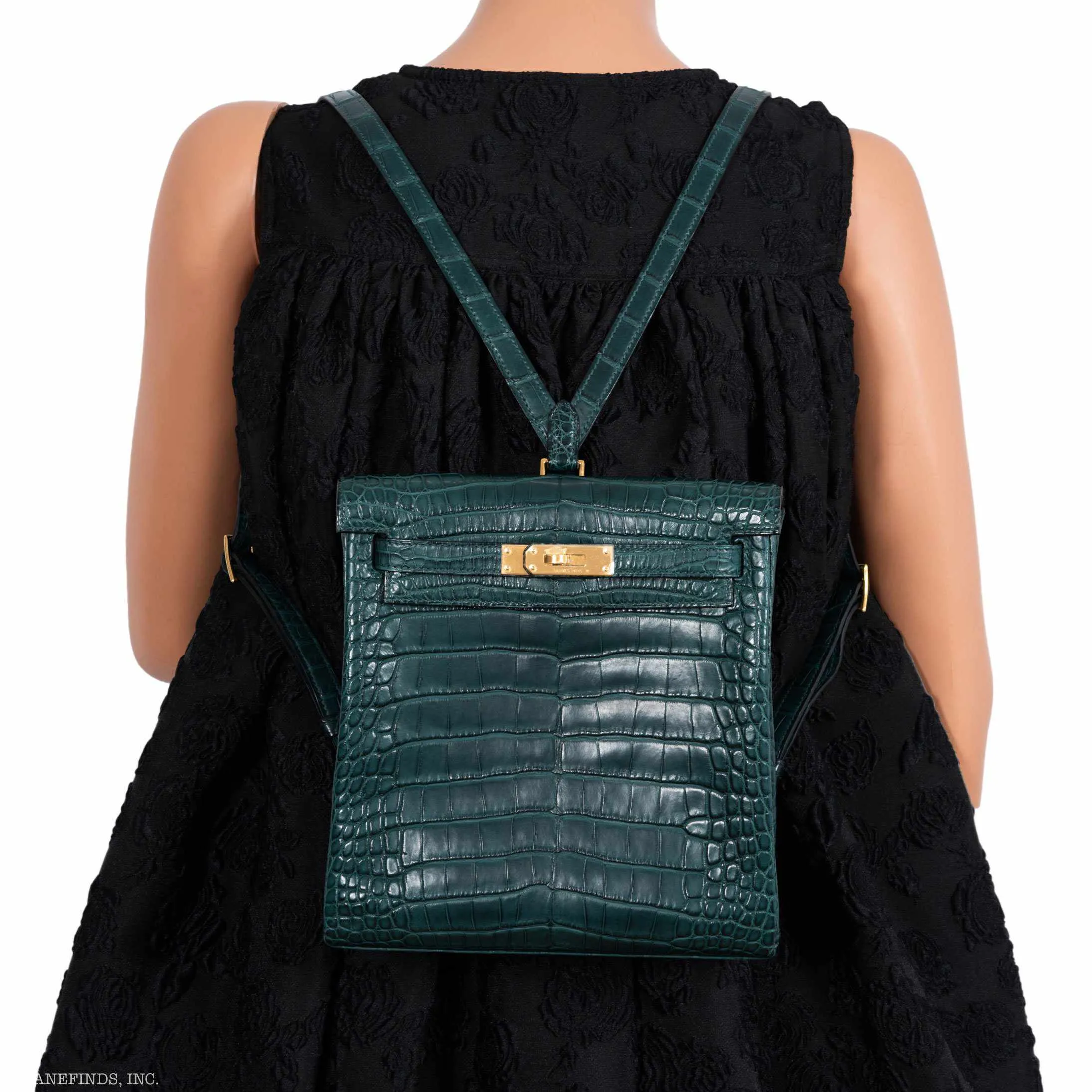 Hermès Kelly 22 Ado Backpack Vert Vertigo Alligator Gold Hardware