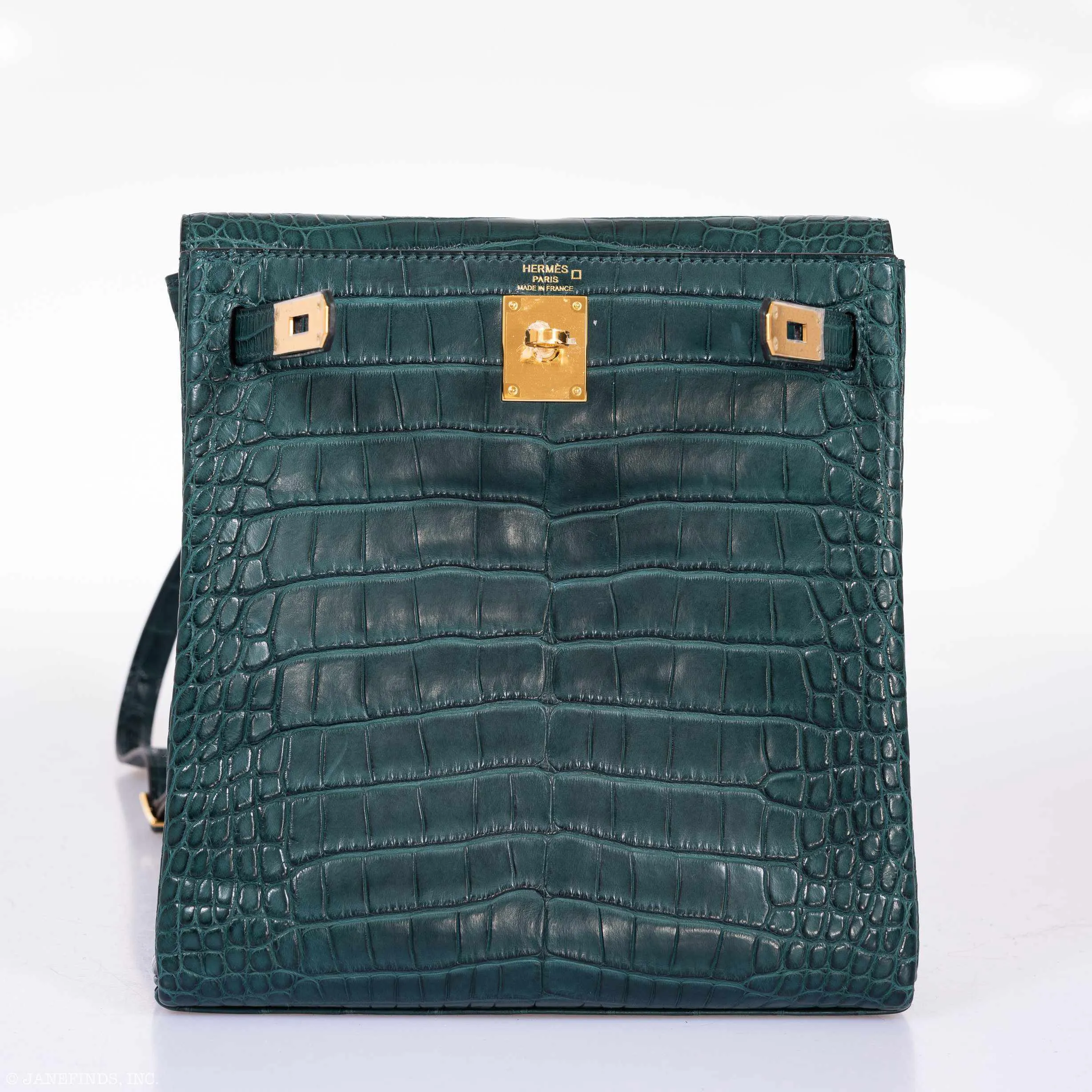 Hermès Kelly 22 Ado Backpack Vert Vertigo Alligator Gold Hardware