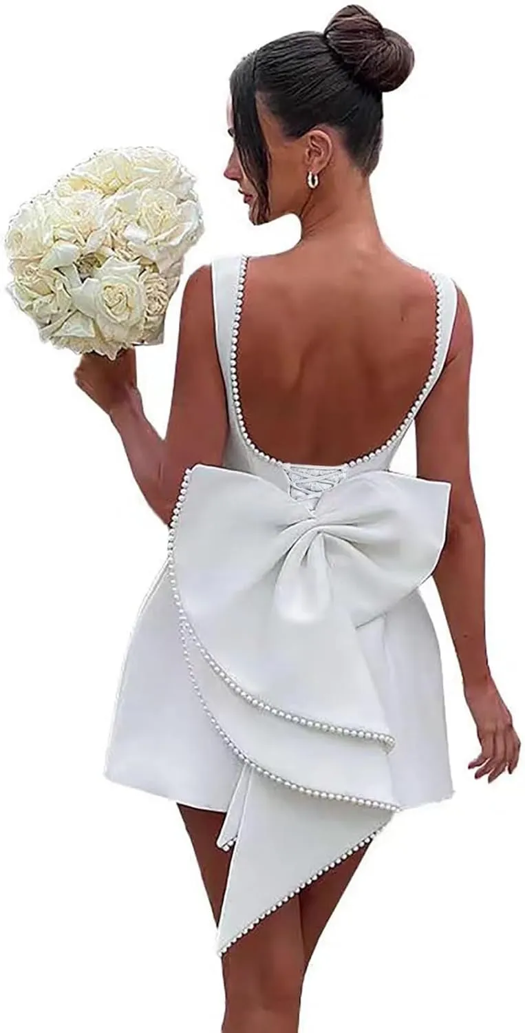 HEWEIGUI Women's Short Wedding Dresses for Bride Elegant Boho Lace Bridal Gowns for Bride WHC093
