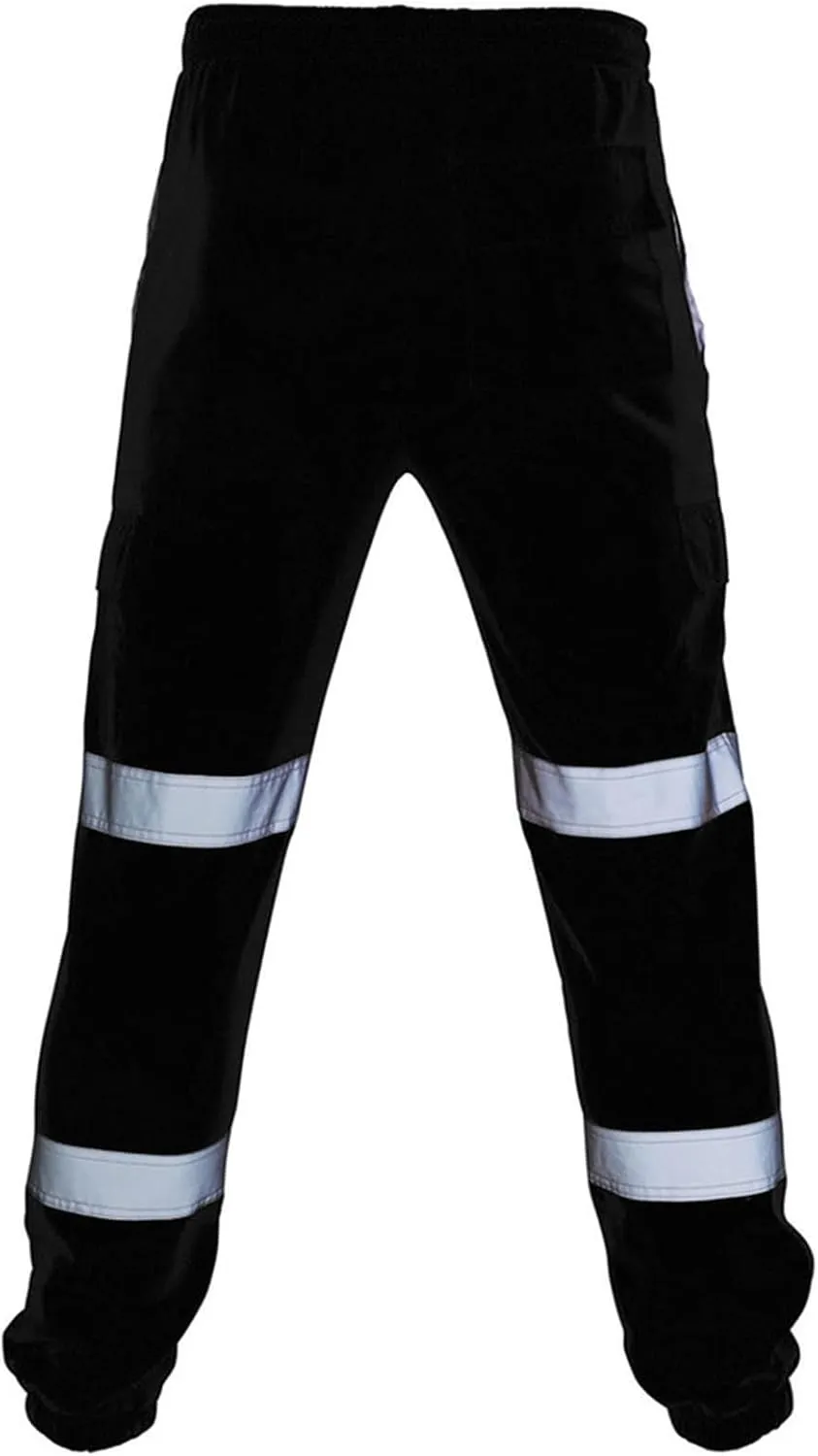 Hi Vis Lightweight Traffic Safety Work Pants for Men Industrial Cargo Pant Waterproof Rain Pants for Hiking Fishing