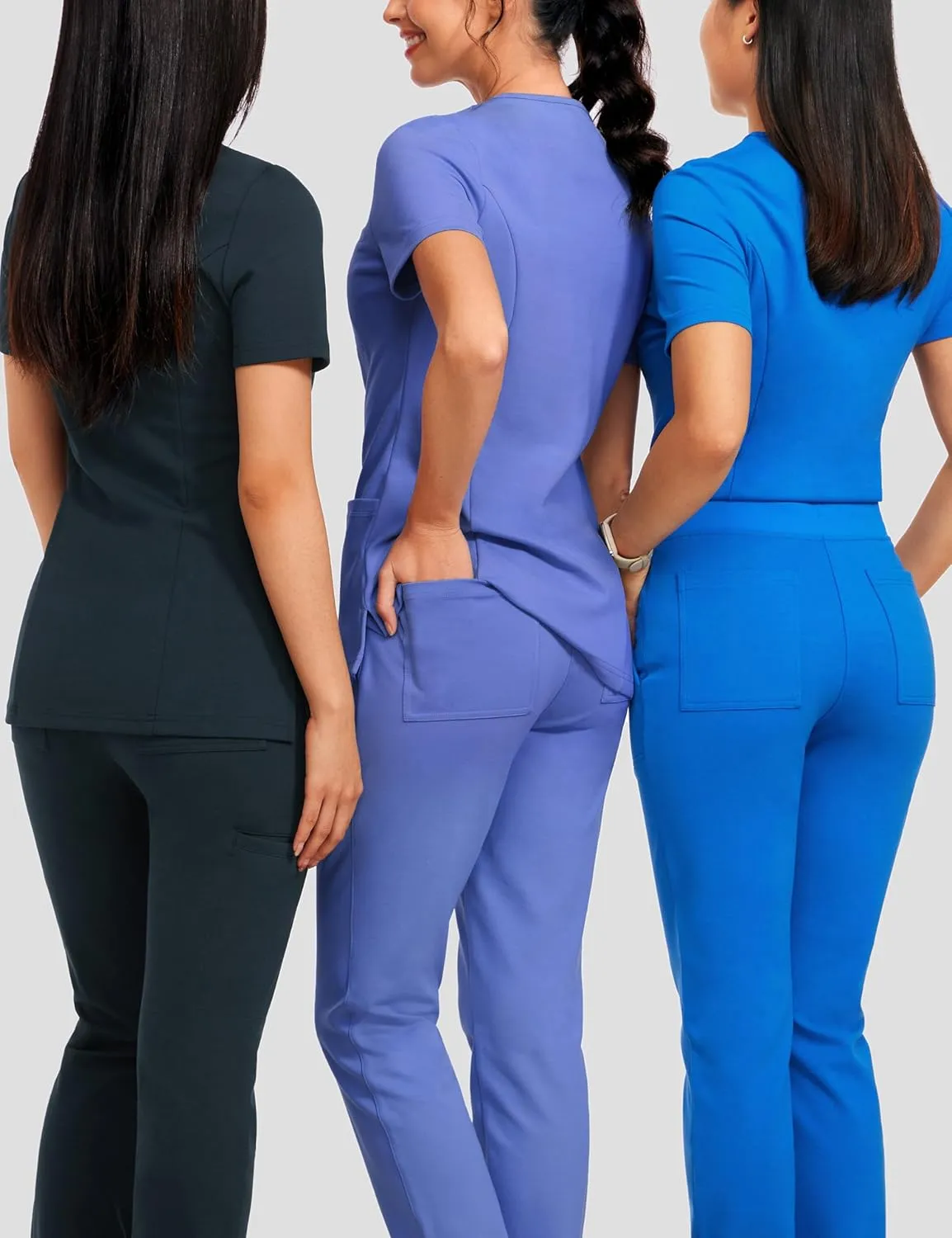 High Waisted Jogger Medical Scrub Pants Women - 7 Pockets Stretch Knit Drawstring Yoga Waistband Slim Fit Pants