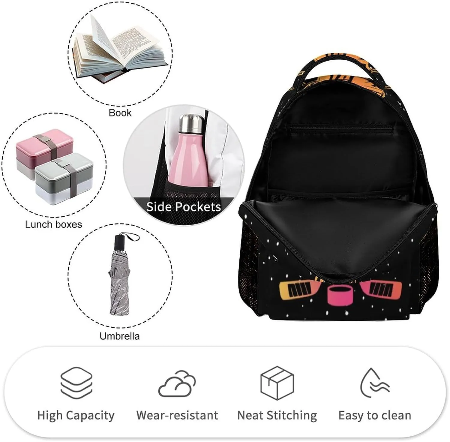 Hockey Backpack for Kids Girls Boys School, 16 Inches Cool Hockey Ball Theme Bookbag, Adjustable, Lightweight, Large Capacity, Colorful Daily Casual Backpacks
