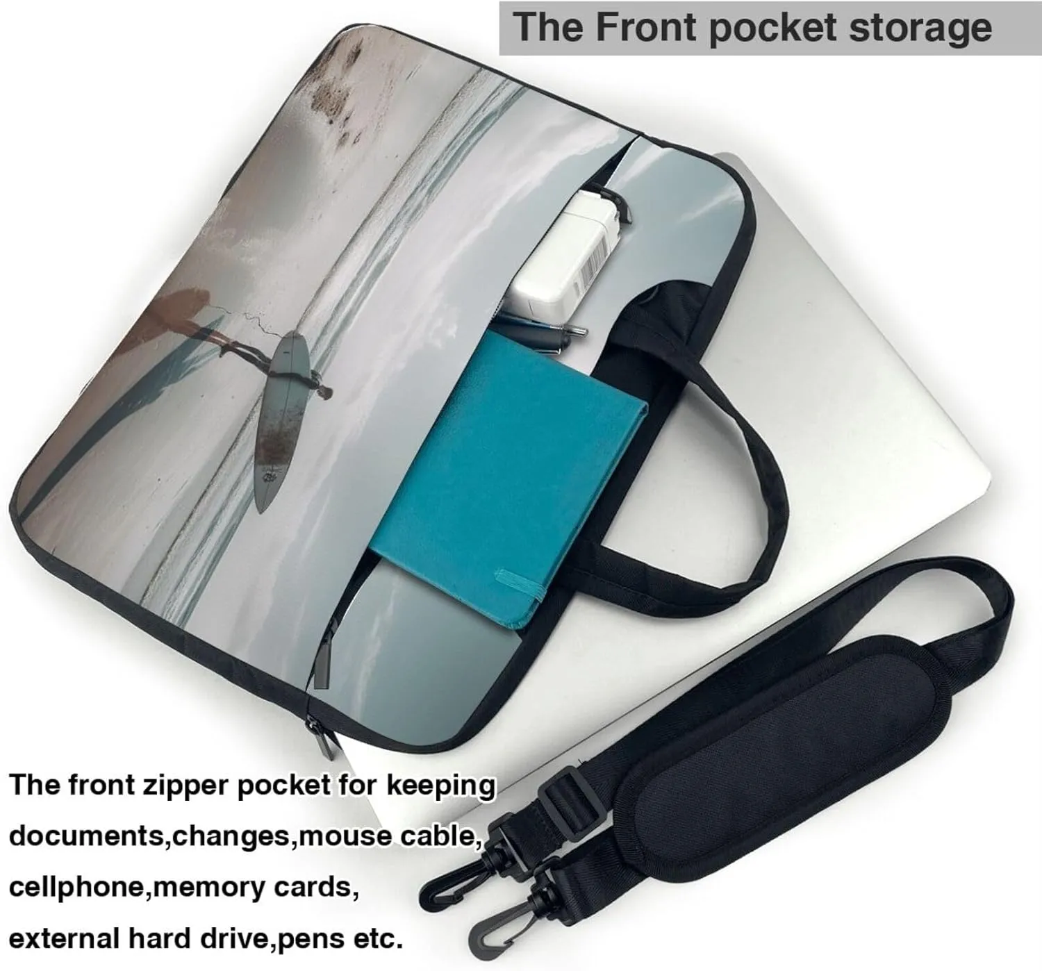 Holding a Surfboard Laptop Bag Laptop Messenger Shoulder Bag Travel Computer Bag for Women Men