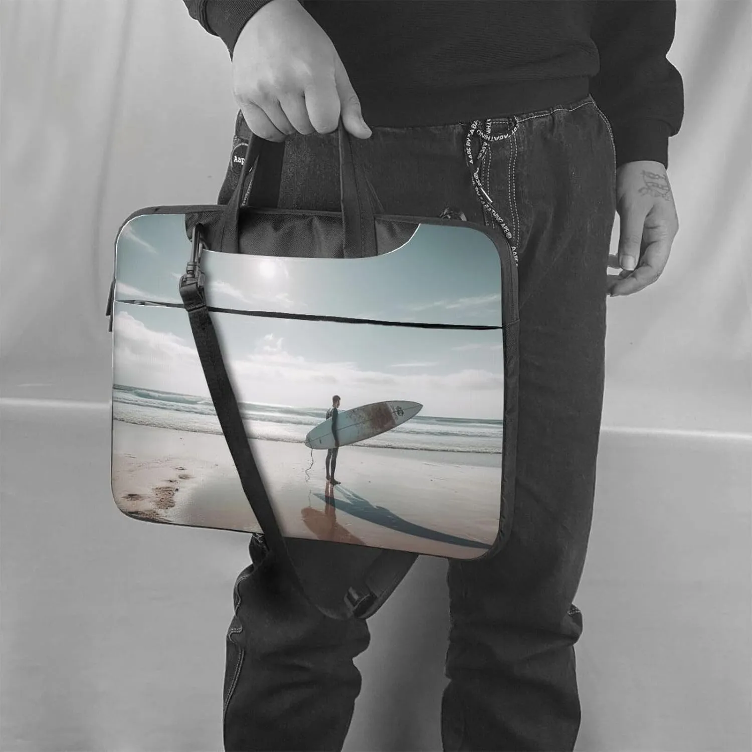 Holding a Surfboard Laptop Bag Laptop Messenger Shoulder Bag Travel Computer Bag for Women Men
