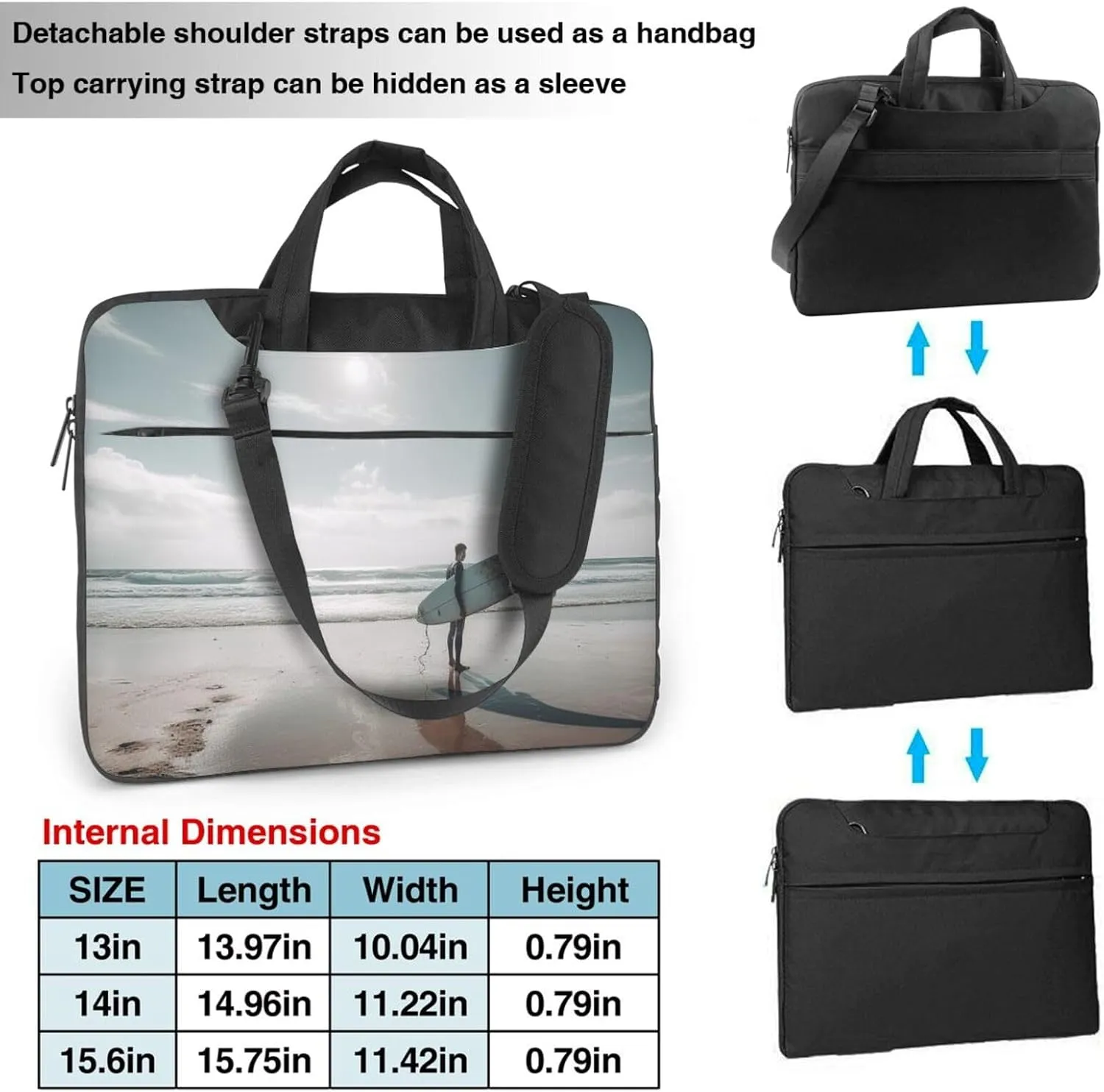 Holding a Surfboard Laptop Bag Laptop Messenger Shoulder Bag Travel Computer Bag for Women Men