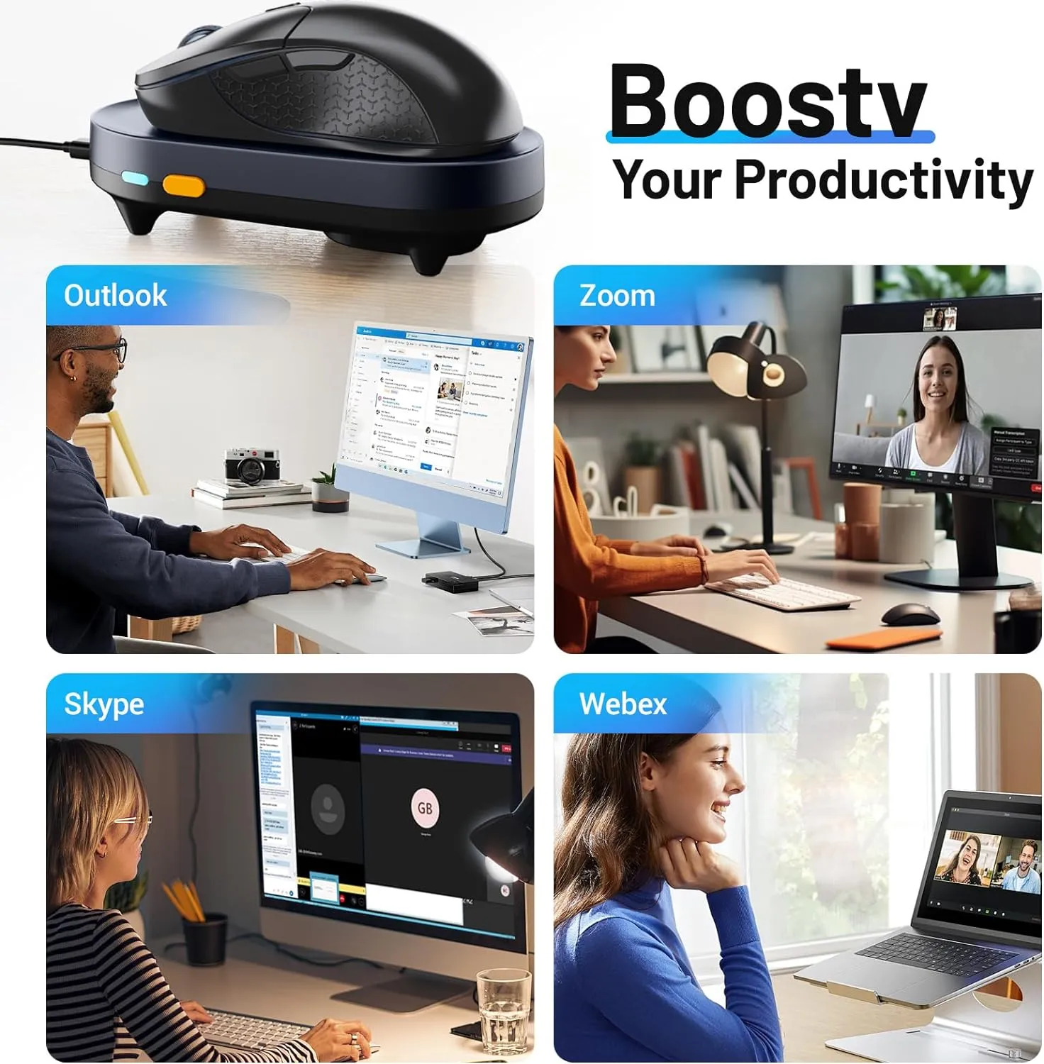 HONKID Undetectable Mouse Jiggler - Auto Mover with On/Off Switch & USB Port, No Software Needed, Prevent Sleep/Lock for Home Office & PC/Mac/Desktop (Blue Black), Perfect for Gifts/Remote Work