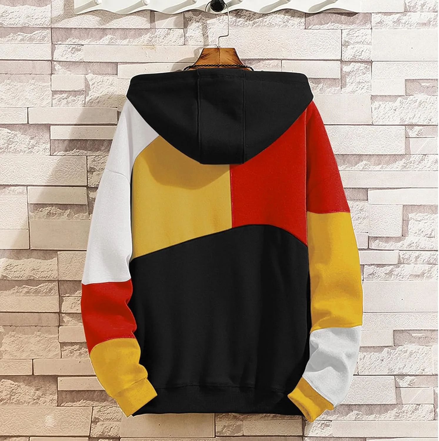 Hoodies for Men Color Block Hoodie with Design Hip Hop Colorful Hooded Pullover Novelty Sweatshirt