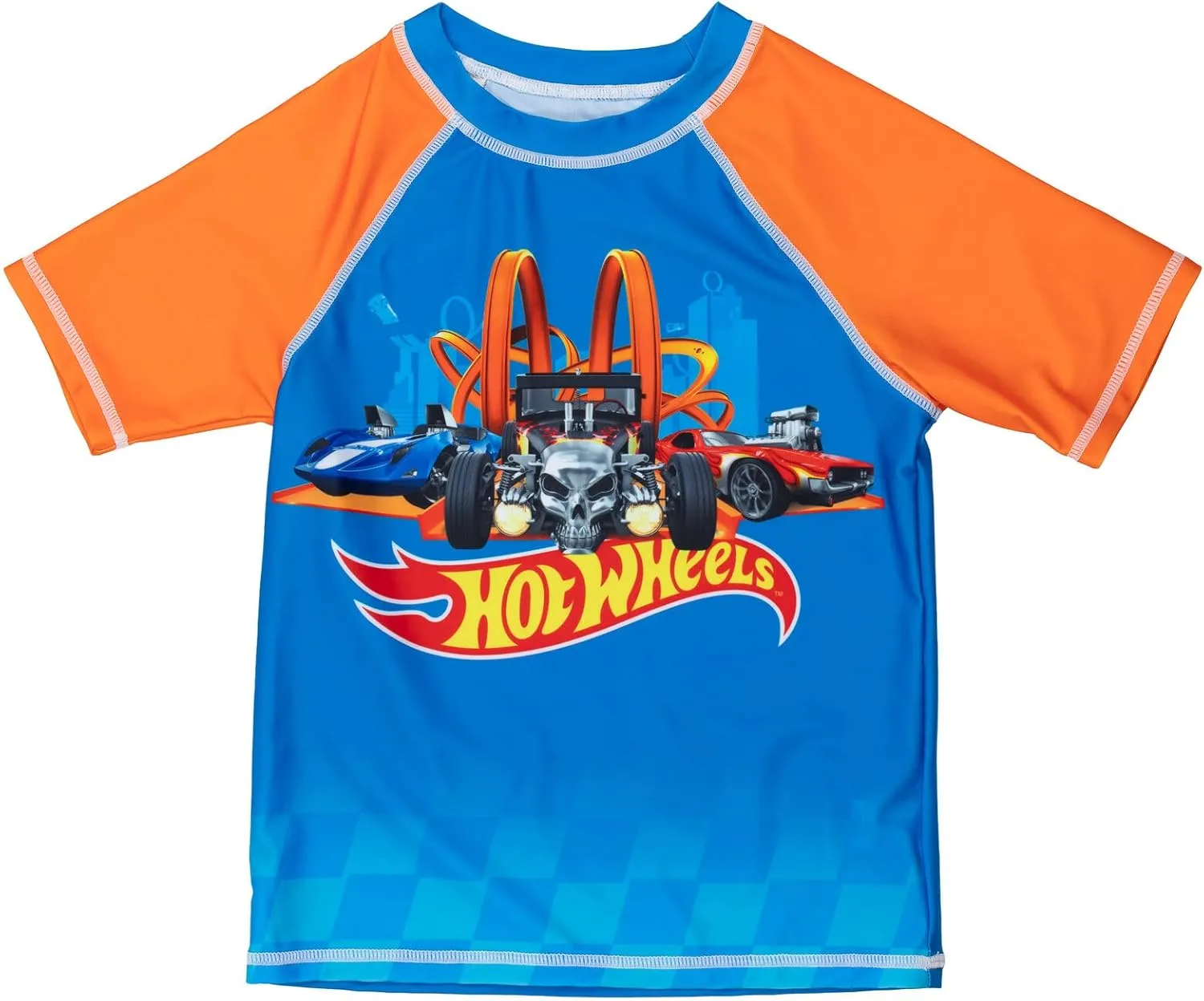 Hot Wheels UPF 50  Pullover Rash Guard and Swim Trunks Outfit Set Toddler to Big Kid