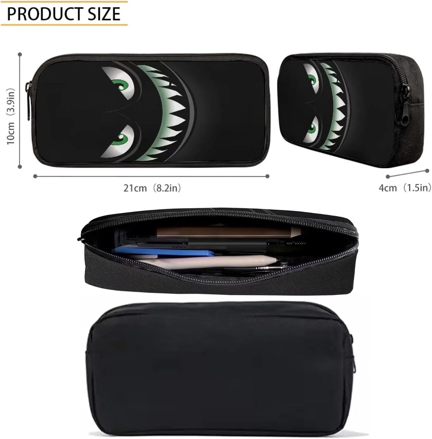 Howilath Black Smiling Devil Pattern Backpack for Teen Boys Lightweight Middle Student Bookbag Backpack With Lunch bag Pencil Bags Student Bookbags 3Pcs