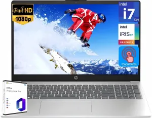 HP 15.6" FHD Touchscreen Business Laptop, with Office 2024 Lifetime License, 32 GB RAM, 1 TB SSD, Intel 10-Core i7-1255U, Intel Iris Xe GPU, Wi-Fi 6E, HD Camera, HDMI, Windows 11 Pro, w/Accessories