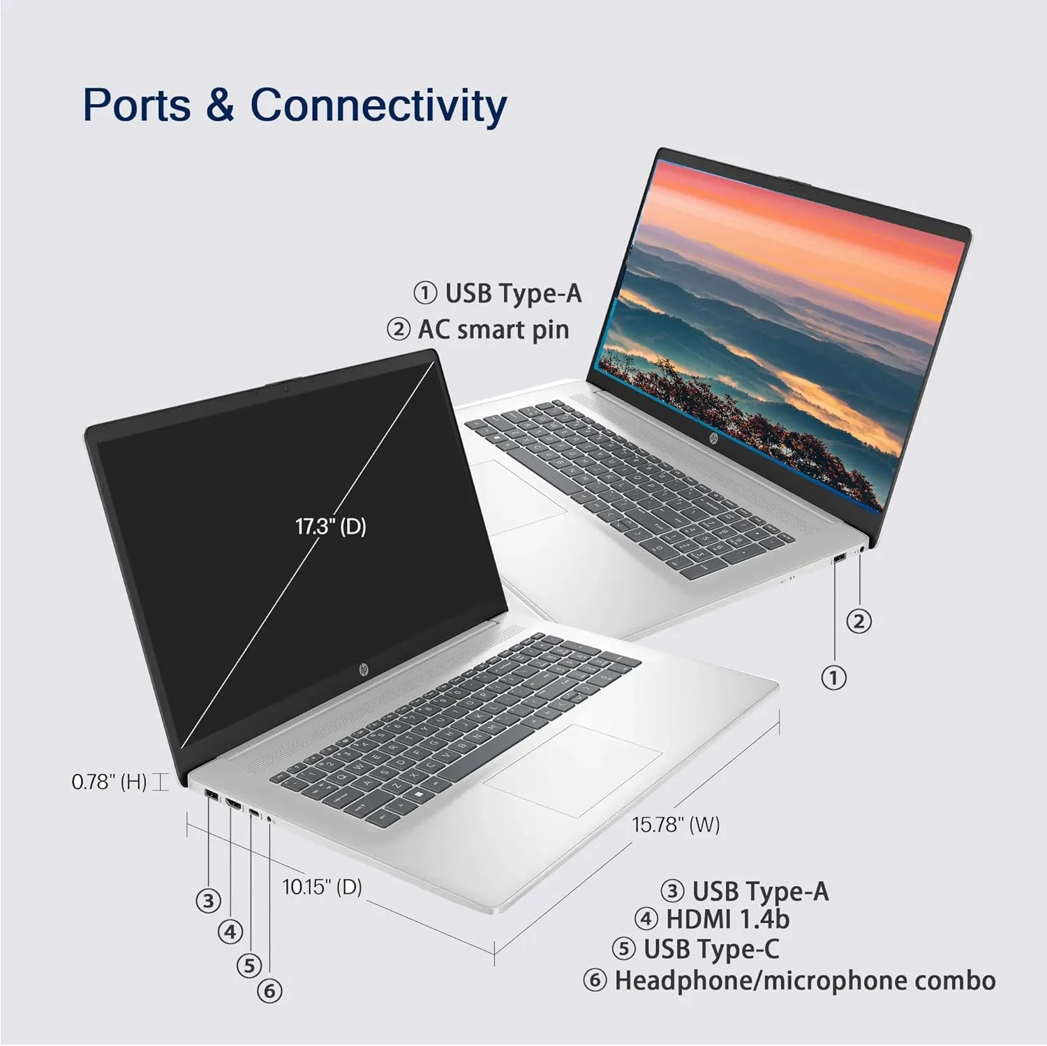 HP 17 Laptop, 17.3" FHD Display, 32GB RAM, 1TB SSD, AMD Ryzen 5 Processor(Beats i7-1165G7, Up to 4.3GHz), Webcam, Numeric Keypad, Long Battery Life, Windows 11 Home, Alpacatec Accessories, Silver