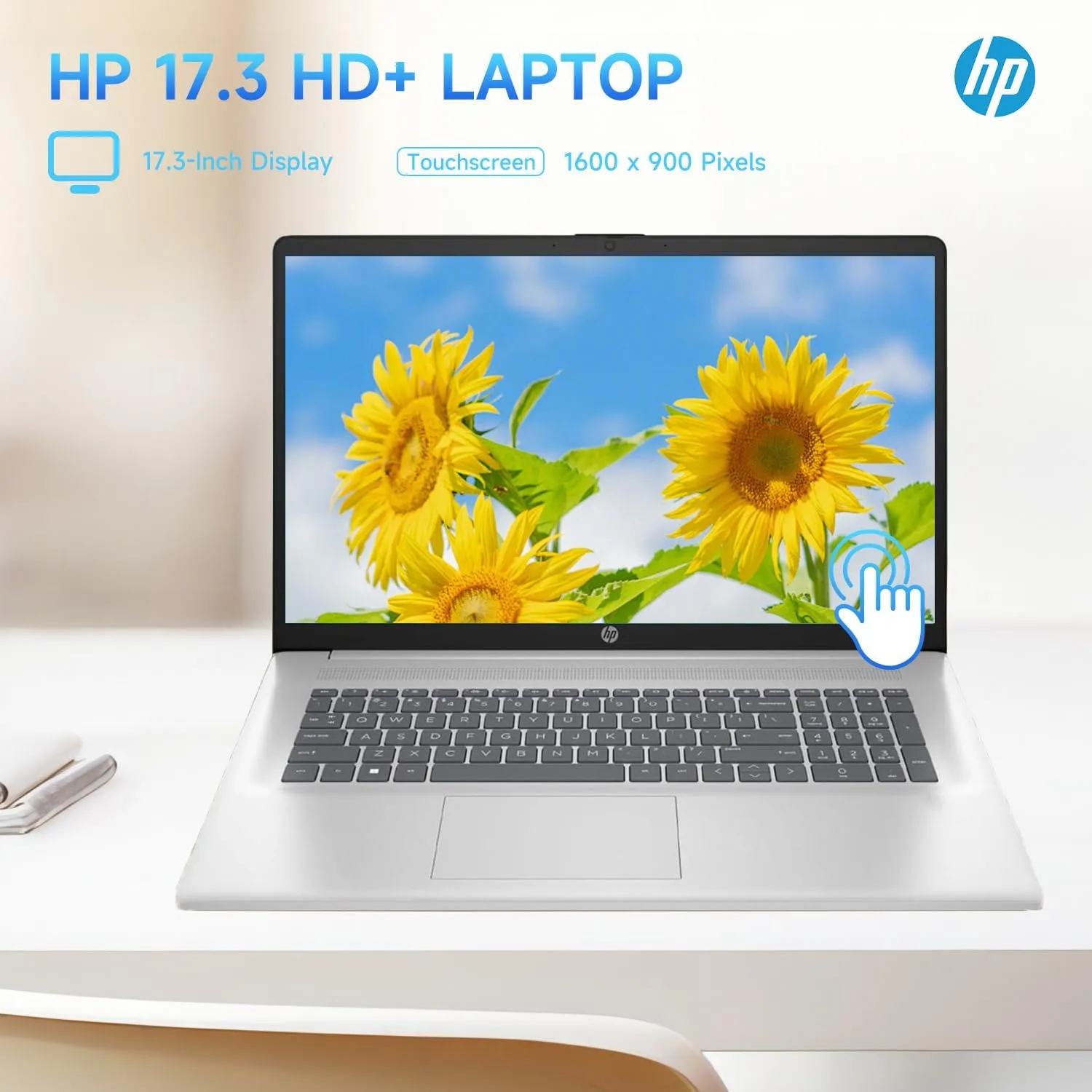 HP 17.3" Touchscreen Laptop, Intel Core i3-N305, 32GB RAM, 128GB eMMC   1TB SSD, Numeric Keypad, Webcam, HDMI, Wi-Fi 6, Windows 11 Pro, Silver