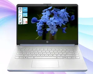 HP AI-Powered 14" HD Laptop with Microsoft Office and 1TB Cloud Storage Included for 1-Year| 16GB RAM|128GB SSD & 128GB Portable SSD| Intel 4-Core CPU| Webcam| Ultra Light|Windows 11| RK Bundle| Blue