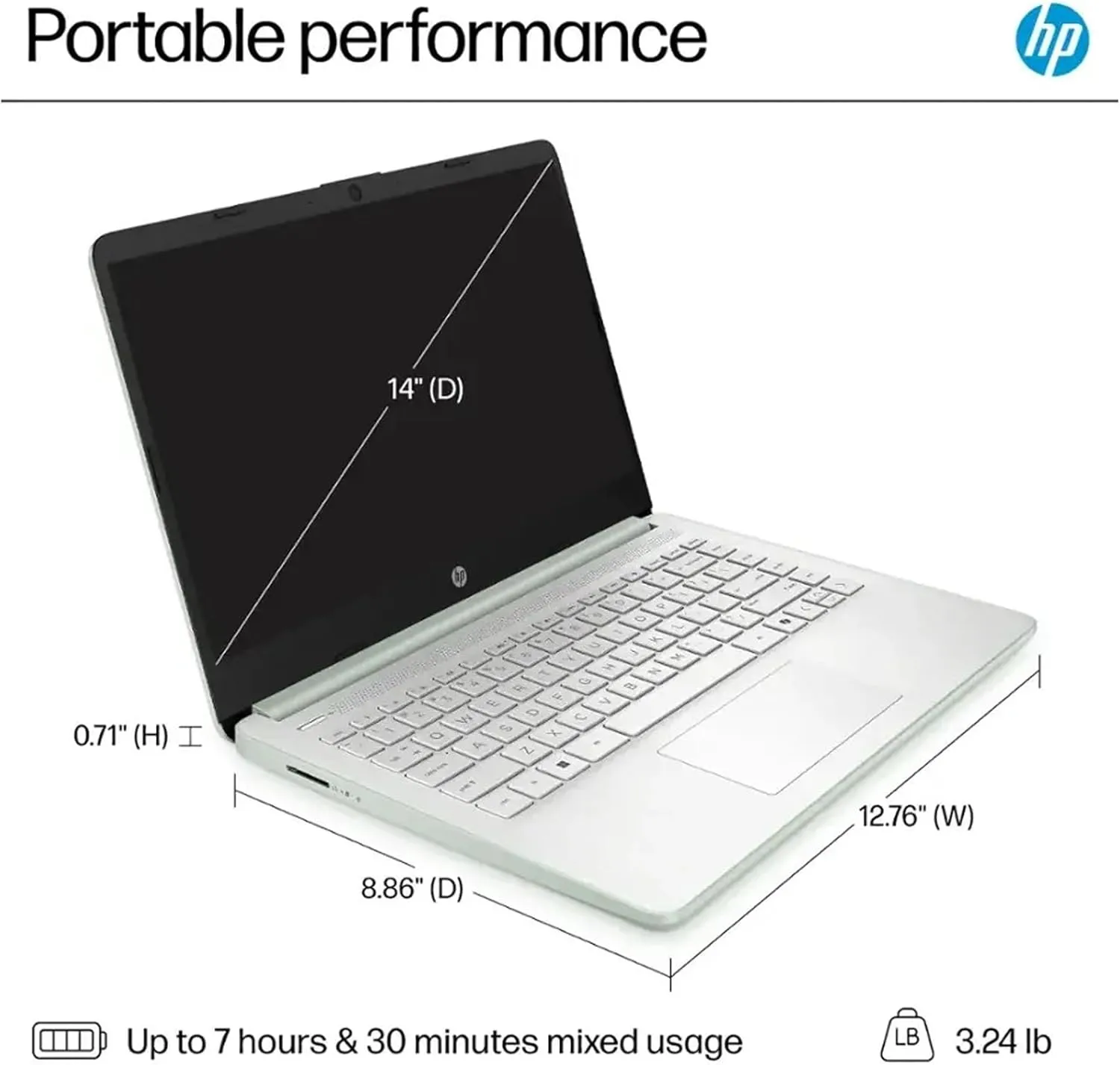 HP AI-Powered 14" HD Laptop with Microsoft Office and 1TB Cloud Storage Included for 1-Year| 8GB RAM| 128GB SSD & 128GB Portable SSD| Intel 4-Core CPU| Webcam| Ultra Light|Windows 11| RK Bundle| Green