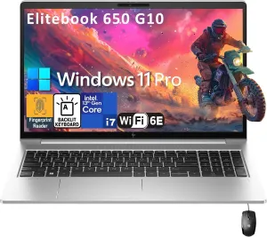 HP Elitebook 650 G10 15 15.6" FHD Business Laptop Computer, 13th Gen Intel 10-Core i7-1355U, 64GB DDR4 RAM, 2TB PCIe SSD, WiFi 6E, BT5.3, Backlit Keyboard, Fingerprint Reader, Windows 11 Pro, AZ-XUT