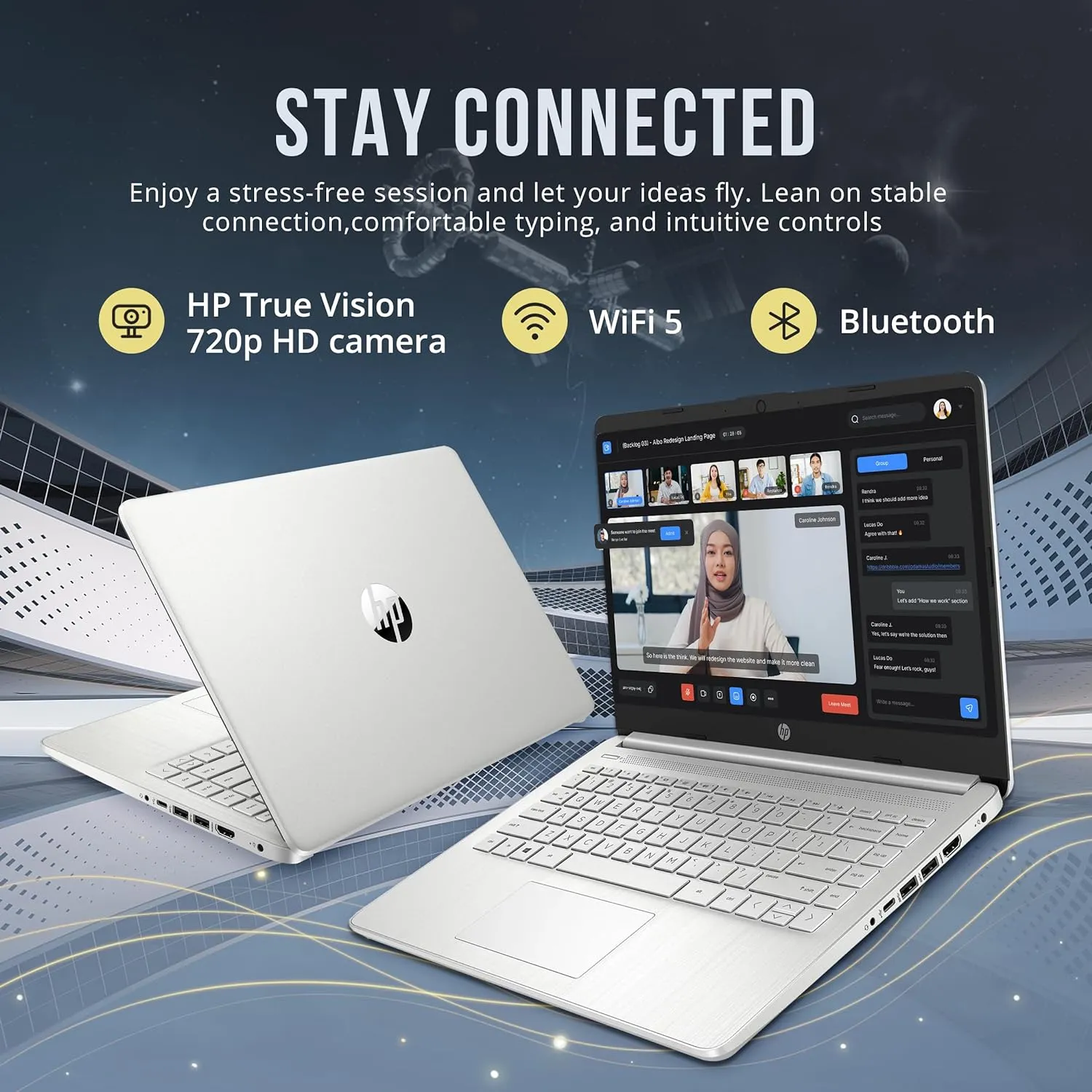 HP Stream 14" HD BrightView Laptop, Intel Celeron N4120, 16GB RAM, 288GB Storage (128GB eMMC   160GB SSD Docking Station Set), Intel UHD Graphics, HD Webcam, 1 Year Office 365, WiFi, Win 11 S, Silver