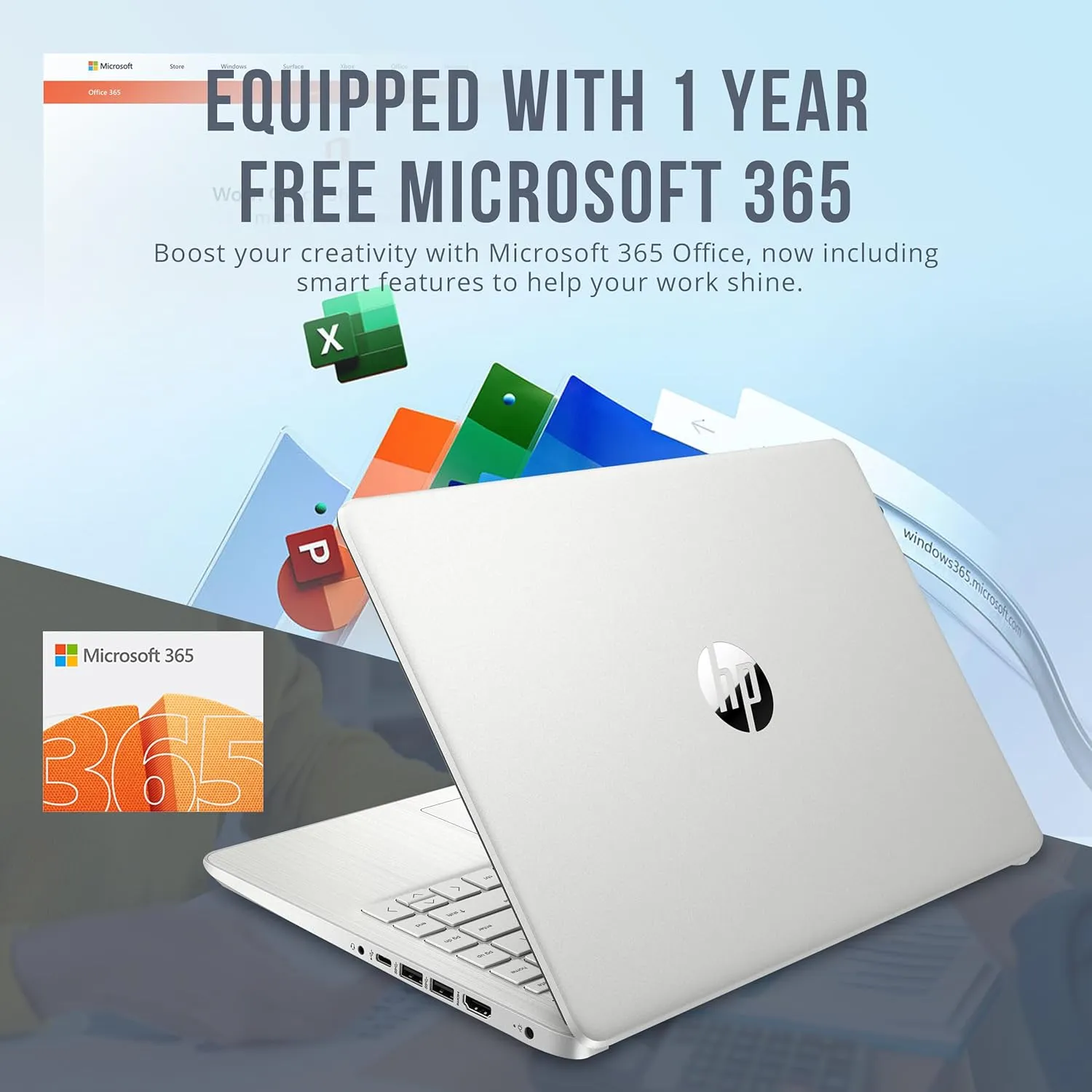 HP Stream 14" HD BrightView Laptop, Intel Celeron N4120, 16GB RAM, 288GB Storage (128GB eMMC   160GB SSD Docking Station Set), Intel UHD Graphics, HD Webcam, 1 Year Office 365, WiFi, Win 11 S, Silver