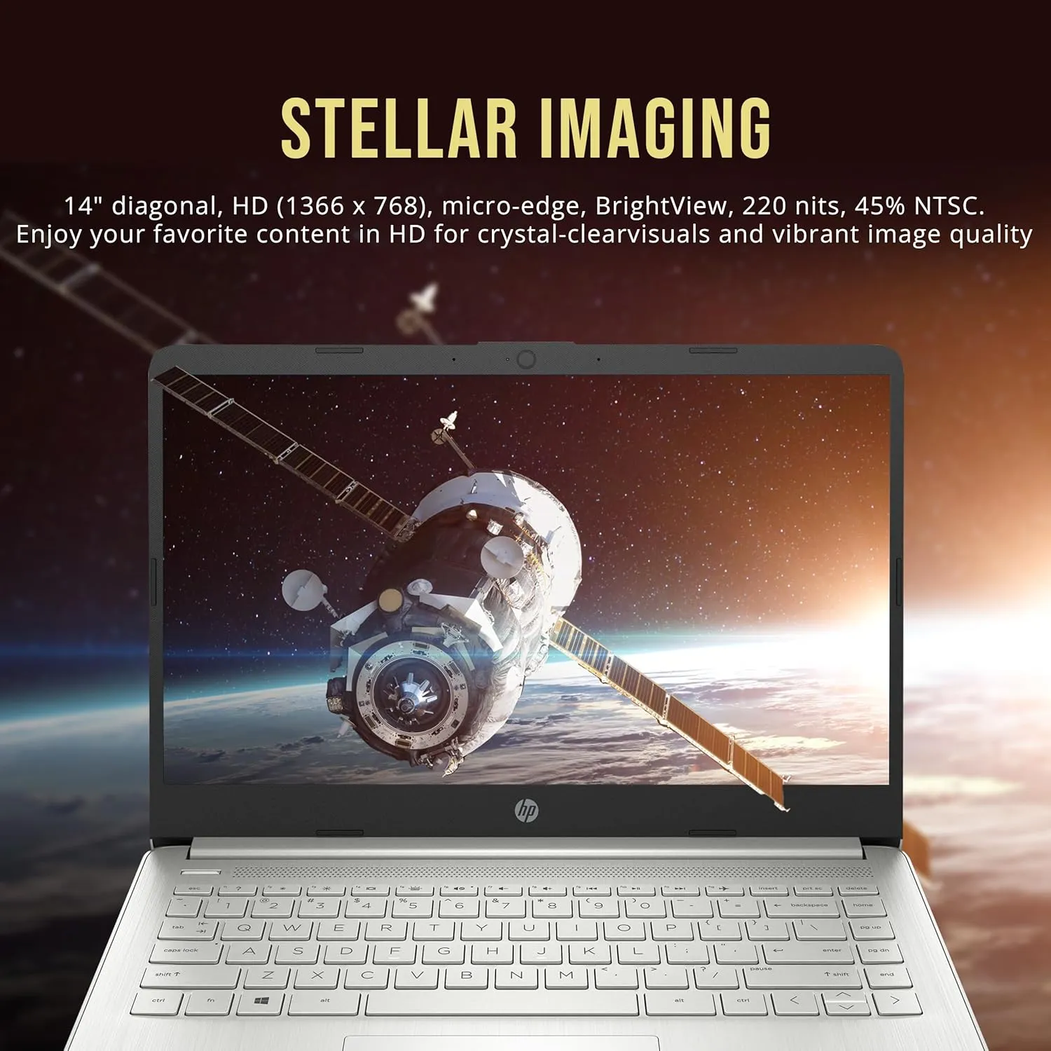 HP Stream 14" HD BrightView Laptop, Intel Celeron N4120, 16GB RAM, 288GB Storage (128GB eMMC   160GB SSD Docking Station Set), Intel UHD Graphics, HD Webcam, 1 Year Office 365, WiFi, Win 11 S, Silver