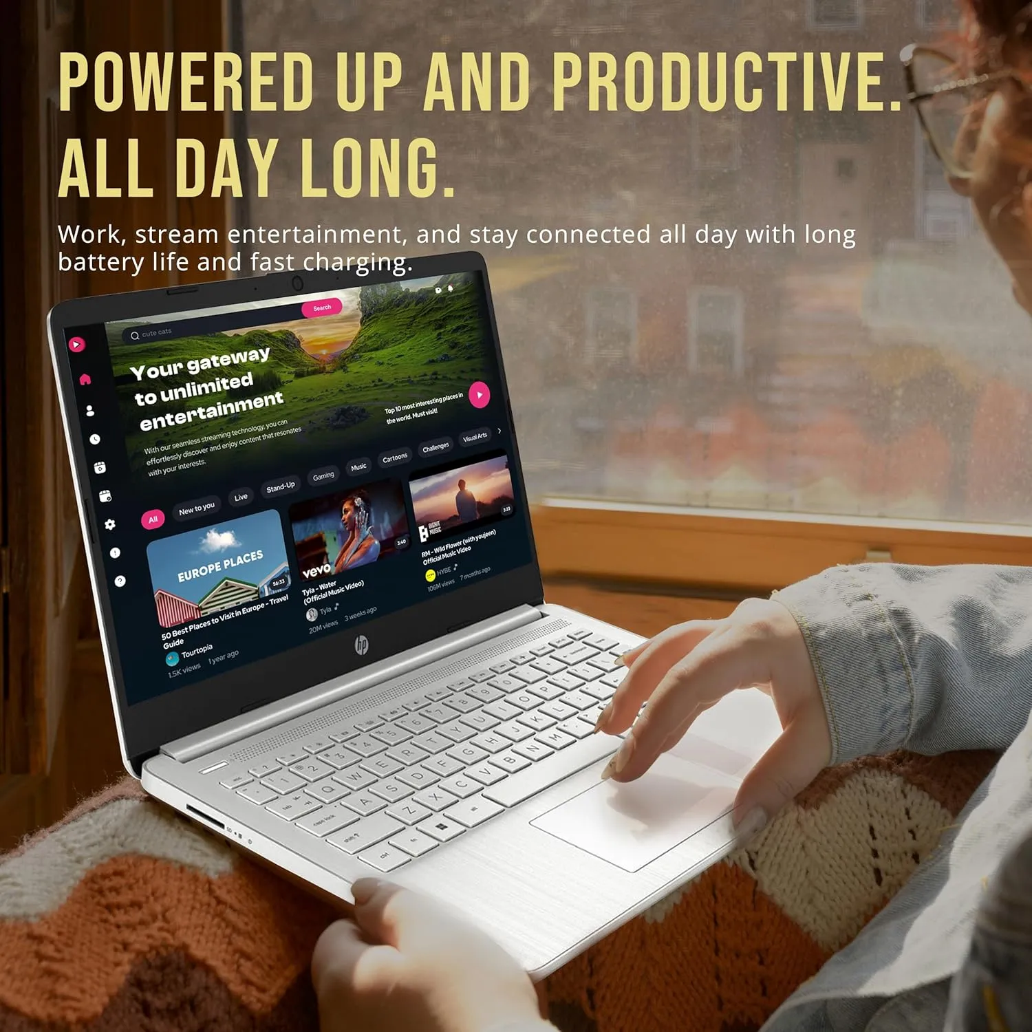 HP Stream 14" HD BrightView Laptop, Intel Celeron N4120, 16GB RAM, 288GB Storage (128GB eMMC   160GB SSD Docking Station Set), Intel UHD Graphics, HD Webcam, 1 Year Office 365, WiFi, Win 11 S, Silver
