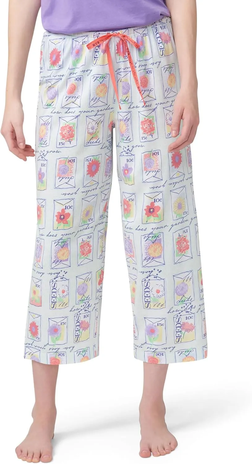 HUE Women's Spring Pajama Separates Soft Whimsical Print Flowers, Animals, Garden Themed Pjs, Cocktails